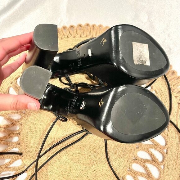 Tony Bianco Jemma Strapy Ankle Tie Heels Black Leather Size 8.5 - Picture 10 of 10